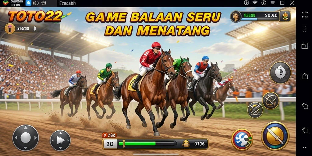 Screenshot gameplay TOTO22 menampilkan balapan seru di lintasan yang memukau.